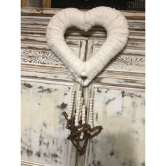 Valentine's Day Heart, Heart Macrame, Cream Heart Wreath, Home Decor - Picture 3 of 5